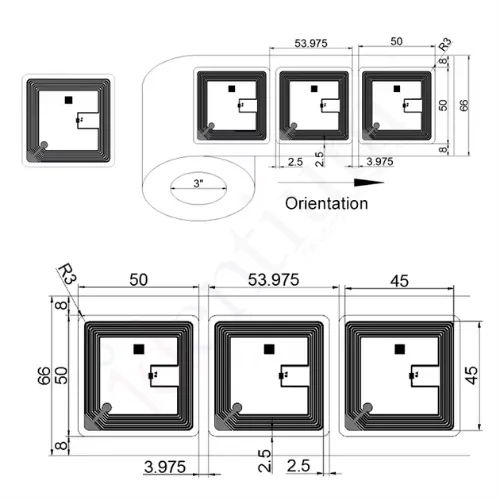 Icode Slix2 RFID Label 50*50, view 2