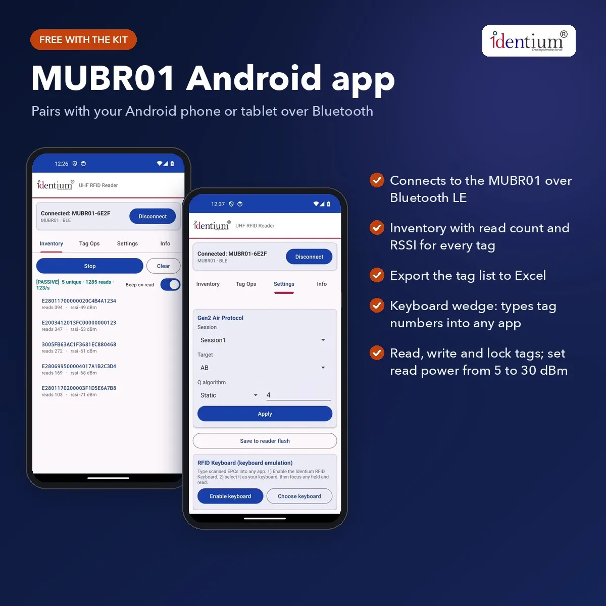 RFID Bluetooth Reader Evaluation Kit – MUBR01 UHF + Sample Tags, view 2