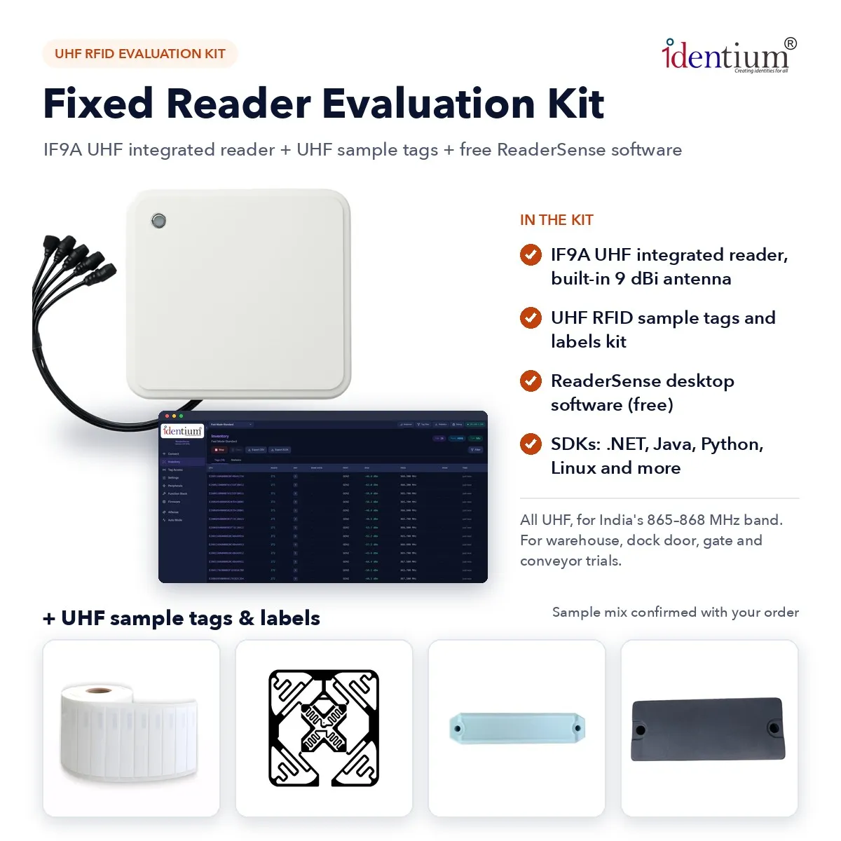RFID Fixed Reader Evaluation Kit – IF9A UHF Reader + Sample Tags
