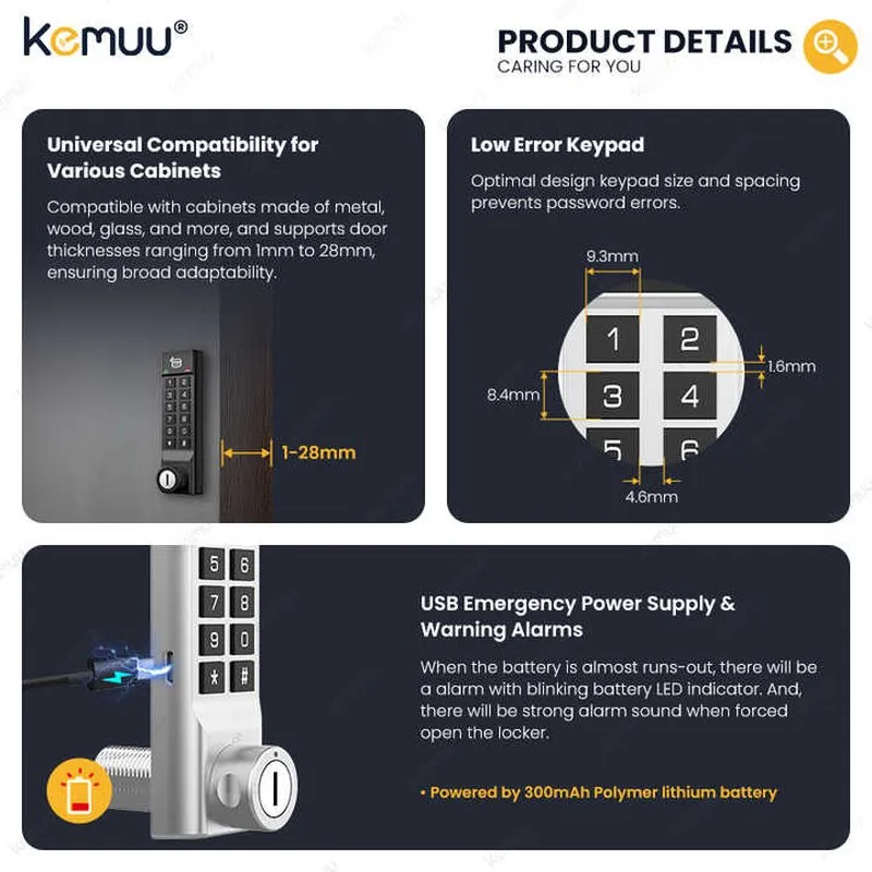 Keypad & RFID Cipher Cabinet Lock ID-DCL-G100 (IP65), view 5