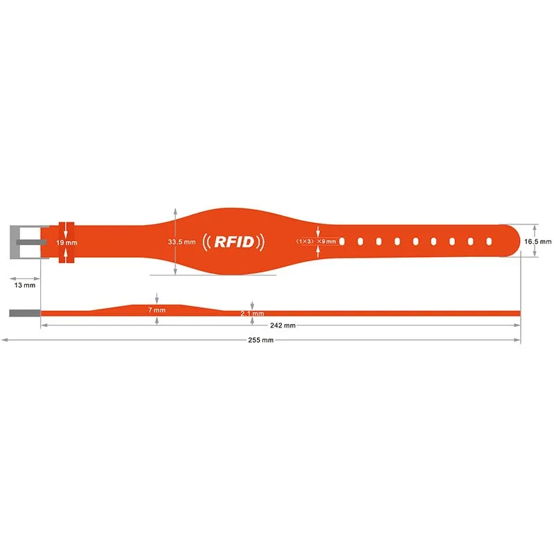 Dual Frequency HF/UHF RFID Silicone Wristband ID-DFW-808, view 2