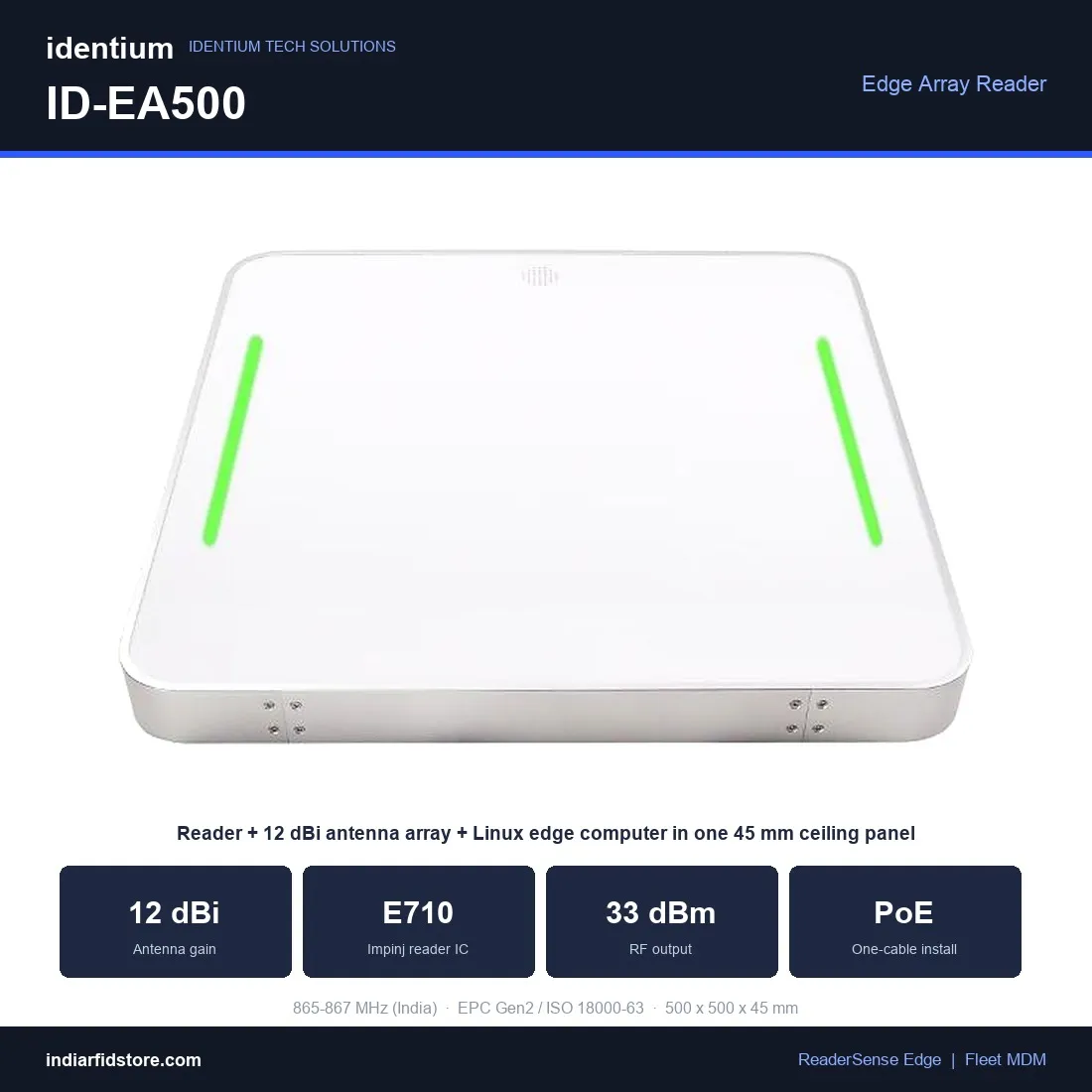 UHF RFID Ceiling Array Reader ID-EA500 (12 dBi, Edge Computer)