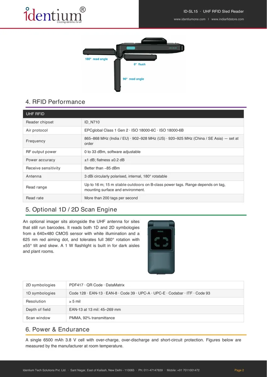 UHF RFID Bluetooth Sled Reader ID-SL15, view 3
