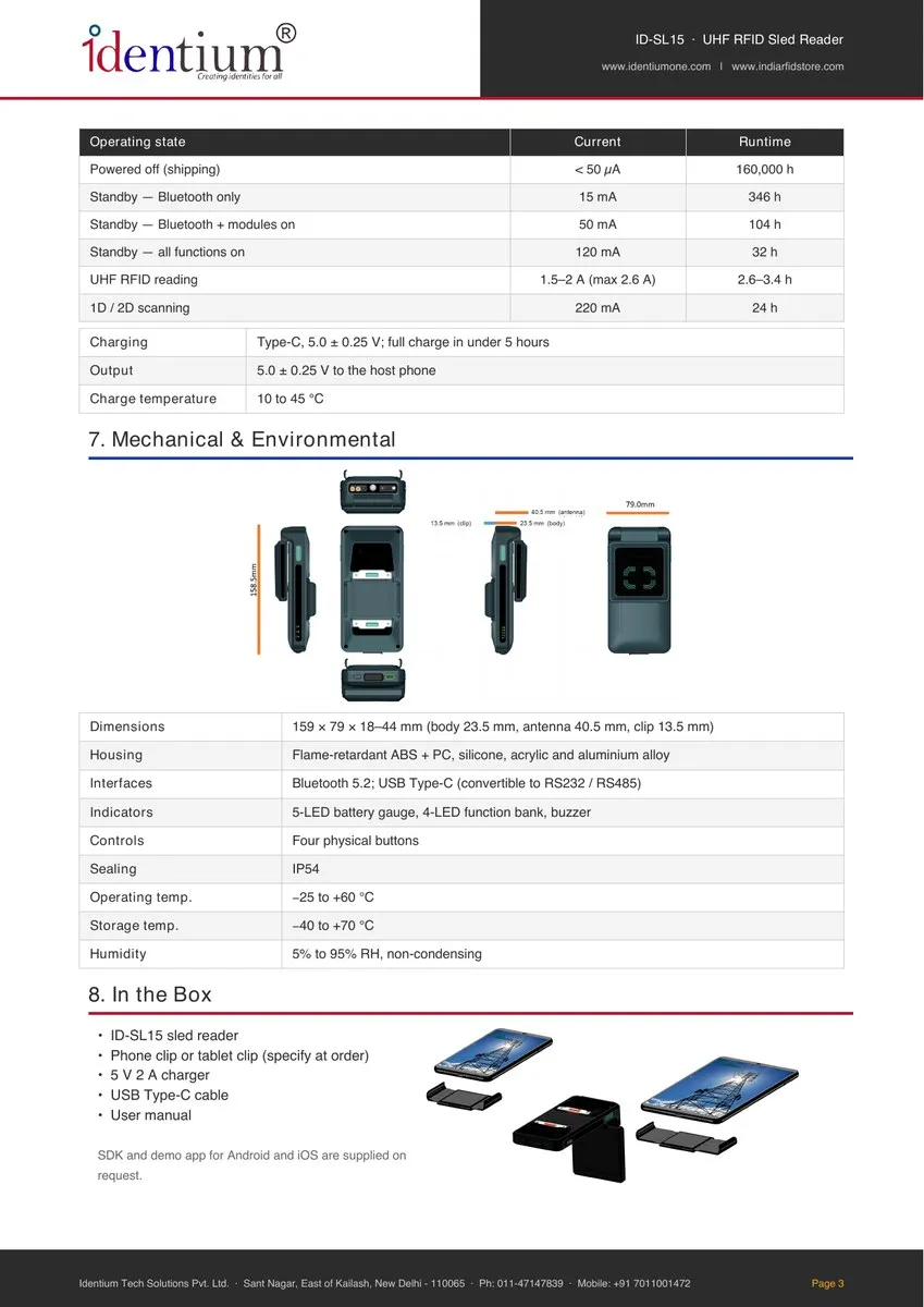 UHF RFID Bluetooth Sled Reader ID-SL15, view 4