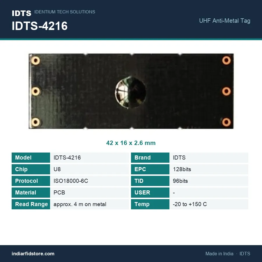 UHF On-Metal PCB RFID Tag IDTS-4216 (42 × 16 mm), view 2