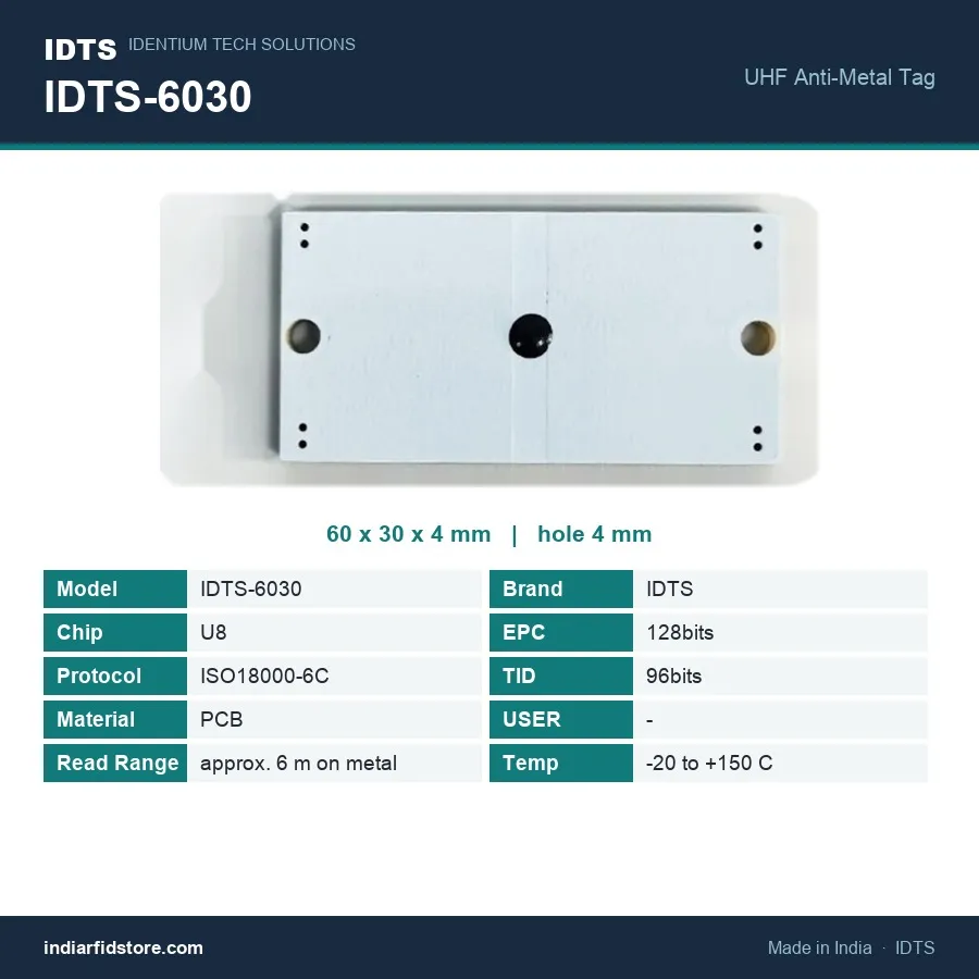 UHF On-Metal RFID PCB Tag IDTS-6030 (60 × 30 mm), view 2