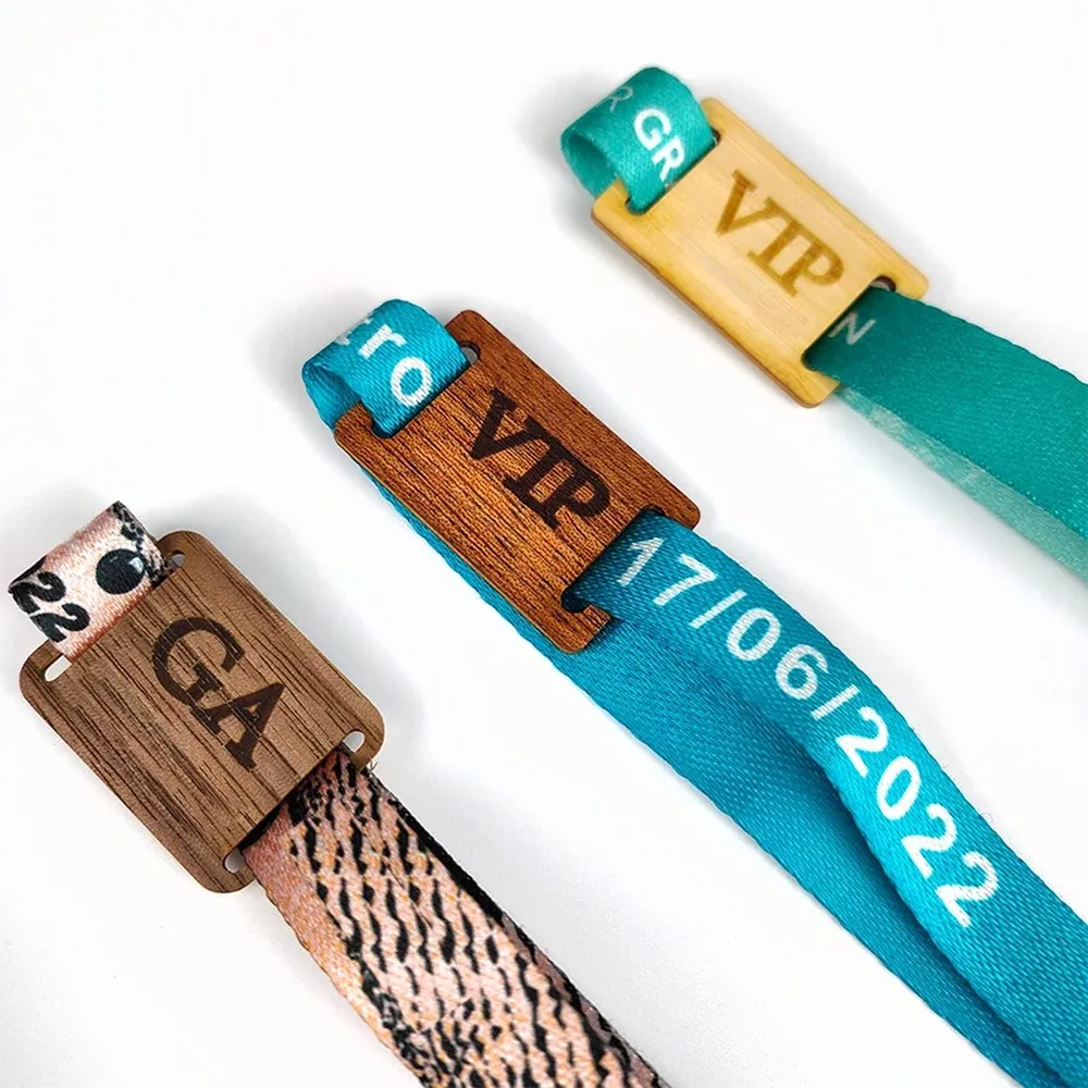 Eco Woven RFID Festival Wristband with Wooden Slider IDTS-ECW15, view 2
