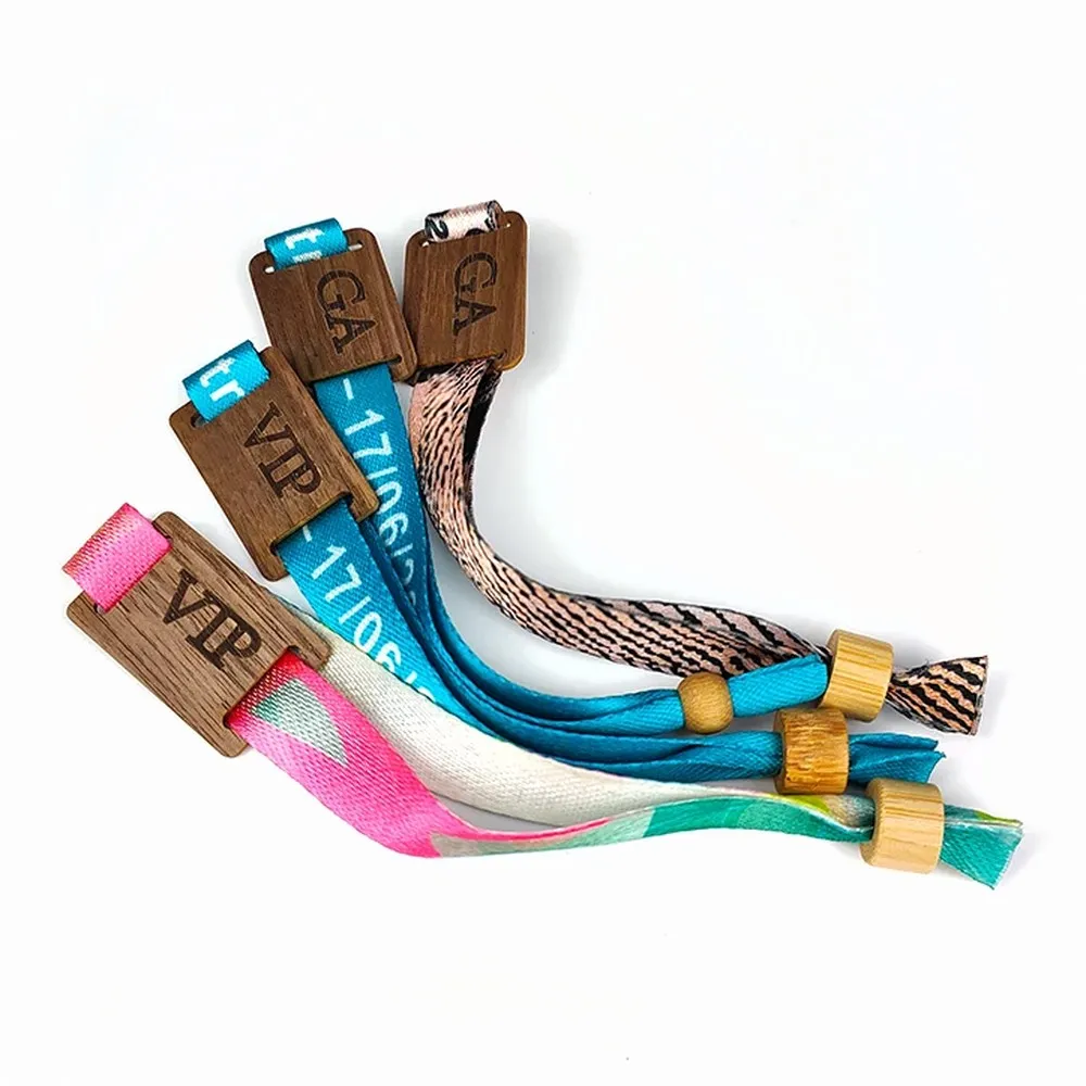 Eco Woven RFID Festival Wristband with Wooden Slider IDTS-ECW15, view 3
