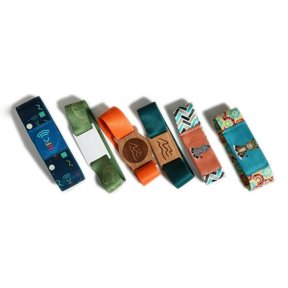 Elastic Woven NFC Wristband with Bamboo Wood Tag IDTS-EWB25, view 3