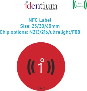 Printed NFC Inlay Label N213 / N216 (Round, Square & Card Sizes)