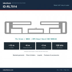 ID-RL7014 Retail UHF RFID Inlay & Label 70x14mm – Stacked Items, Garments, Metal & Liquid Tolerant | M830