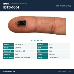 IDTS-0804 Miniature UHF Anti-Metal PCB RFID Tag 8 x 4 x 2.8 mm for Tools, PCBs & Metal Assets IDTS-0804 Miniature UHF Anti-Metal PCB RFID Tag 8 x 4 x 2.8 mm for Tools, PCBs & Metal Assets