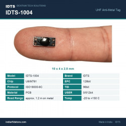 IDTS-1004 Miniature PCB On-Metal UHF RFID Tag 10x4x2.8mm for Tools, PCBs & IT Assets IDTS-1004 Miniature PCB On-Metal UHF RFID Tag 10x4x2.8mm for Tools, PCBs & IT Assets