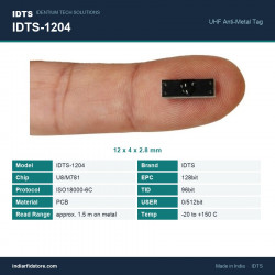IDTS-1204 UHF On-Metal RFID PCB Tag 12 x 4 x 2.8 mm Anti-Metal Micro Tag for Tools & Electronics IDTS-1204 UHF On-Metal RFID PCB Tag 12 x 4 x 2.8 mm Anti-Metal Micro Tag for Tools & Electronics