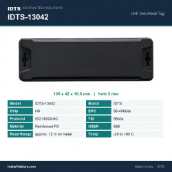 IDTS-13042 UHF On-Metal RFID Tag 130 x 42 mm Reinforced PC Anti-Metal Tag for Racking & Cylinders