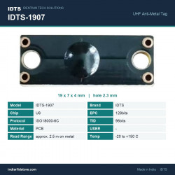IDTS-1907 UHF On-Metal PCB RFID Tag 19 x 7 x 4 mm | Two-Hole Anti-Metal Tag for Tools, Jigs & Equipment IDTS-1907 UHF On-Metal PCB RFID Tag 19 x 7 x 4 mm | Two-Hole Anti-Metal Tag for Tools, Jigs & Equipment