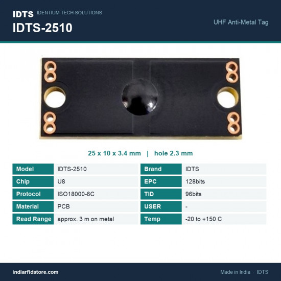 IDTS-2510 UHF On-Metal RFID PCB Tag 25 x 10 mm | Tool Crib & IT Asset Tracking IDTS-2510 UHF On-Metal RFID PCB Tag 25 x 10 mm | Tool Crib & IT Asset Tracking
