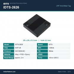IDTS-2626 UHF On-Metal RFID Tag 26 x 26 mm PCB and Epoxy Screw-Mount High-Temperature Asset Tag