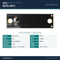 IDTS-3511 UHF On-Metal RFID Tag - 35 x 11 mm PCB Screw-Mount Tag for Tools, Panels & Equipment IDTS-3511 UHF On-Metal RFID Tag - 35 x 11 mm PCB Screw-Mount Tag for Tools, Panels & Equipment