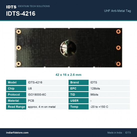 IDTS-4216 UHF On-Metal PCB RFID Tag 42 x 16 mm, Approx. 4 m on Metal, IT Asset & Tool Tracking IDTS-4216 UHF On-Metal PCB RFID Tag 42 x 16 mm, Approx. 4 m on Metal, IT Asset & Tool Tracking