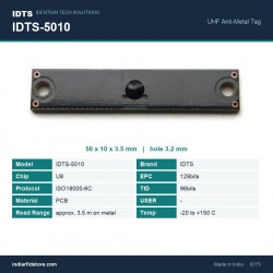 IDTS-5010 UHF On-Metal PCB Bar Tag 50 x 10 x 3.5 mm | Anti-Metal Asset Tag for Tools, Racks & Panels IDTS-5010 UHF On-Metal PCB Bar Tag 50 x 10 x 3.5 mm | Anti-Metal Asset Tag for Tools, Racks & Panels