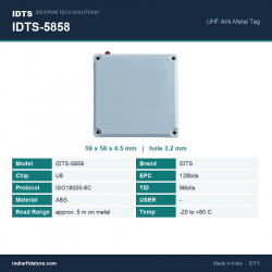 IDTS-5858 UHF On-Metal RFID Tag, 58 x 58 mm ABS with 3M VHB Backing for Metal Asset Tracking IDTS-5858 UHF On-Metal RFID Tag, 58 x 58 mm ABS with 3M VHB Backing for Metal Asset Tracking