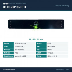 IDTS-6010-LED UHF On-Metal PCB RFID Tag 60x10x2.5mm with Green LED Read Indicator for IT Assets IDTS-6010-LED UHF On-Metal PCB RFID Tag 60x10x2.5mm with Green LED Read Indicator for IT Assets
