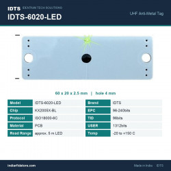 IDTS-6020-LED UHF On-Metal RFID PCB Tag 60x20mm with LED Read Indicator for Asset Tracking IDTS-6020-LED UHF On-Metal RFID PCB Tag 60x20mm with LED Read Indicator for Asset Tracking