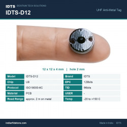 IDTS-D12 12 mm PCB Anti-Metal UHF RFID Tag - 4 mm Thick, 2 mm Screw Holes, Tool & Asset Tracking IDTS-D12 12 mm PCB Anti-Metal UHF RFID Tag - 4 mm Thick, 2 mm Screw Holes, Tool & Asset Tracking