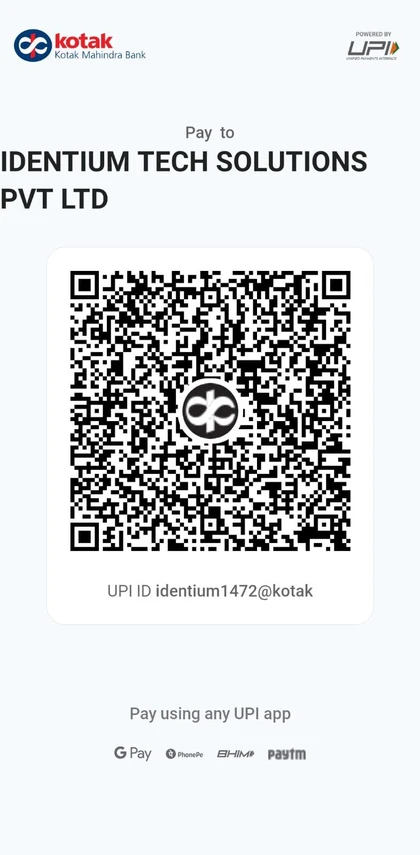 UPI QR code for IDENTIUM TECH SOLUTIONS PVT LTD, UPI ID identium1472@kotak